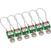 Safety Padlocks - Compact Cable, Green, KA - Keyed Alike, Steel, 108.00 mm, 6 Piece / Box